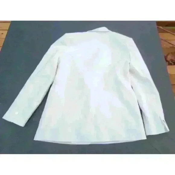 Zara Womens Oyster White Tailored Two Button Blazer Jacket XS Patch Pocket Gold - Picture 14 of 14
